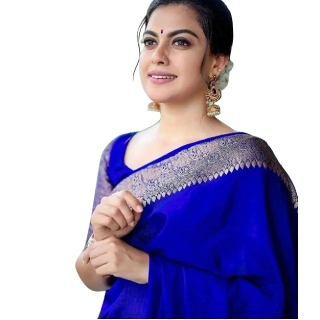 Avantika Fashion Women's Adorable Kanjivaram Soft Silk Saree With Blouse Piece Royal blue